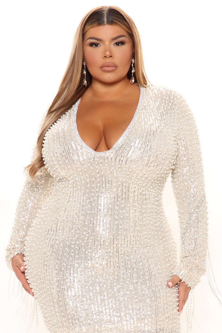For Tonight's Special Pearl Mini Dress - Silver