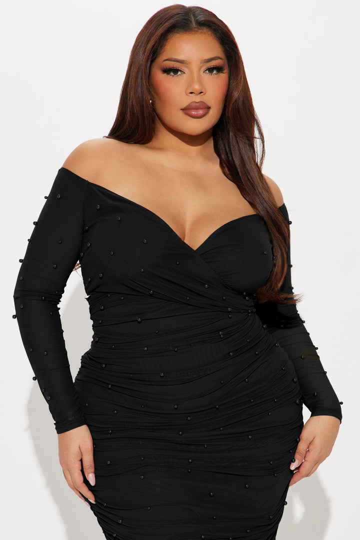 Adah Mesh Midi Dress - Black