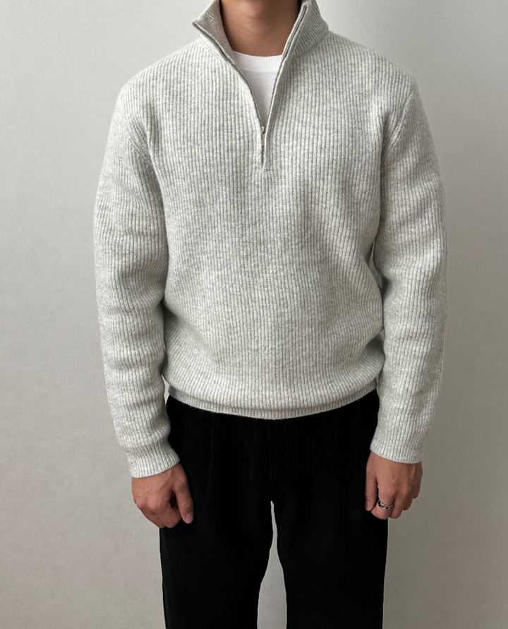 Sebastian Quarter Zip Sweater Grey