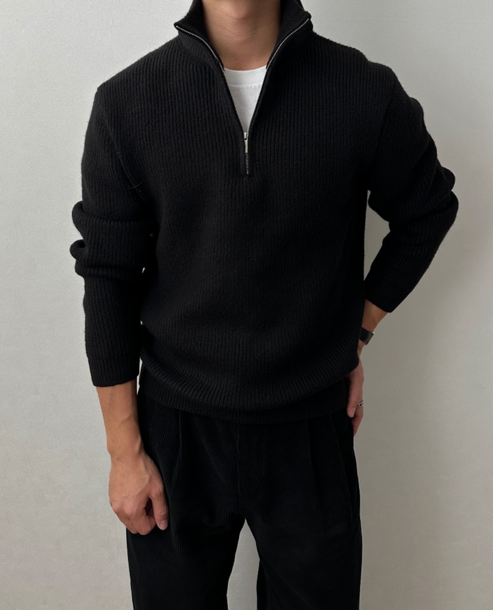 Sebastian Quarter Zip Sweater Black
