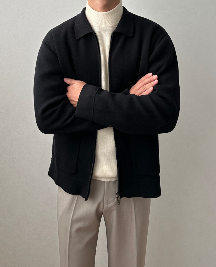 Lille Knit Zip Cardigan Black