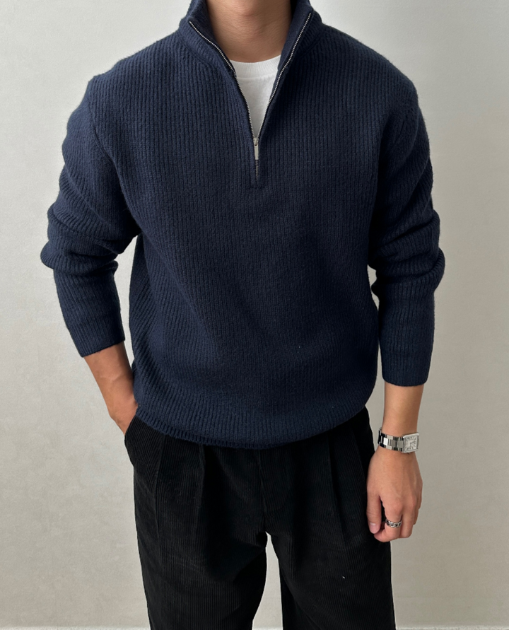 Sebastian Quarter Zip Sweater Navy Blue