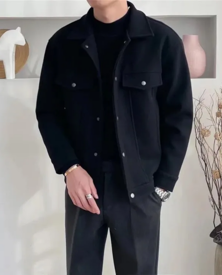 Valente Wool Overshirt Black