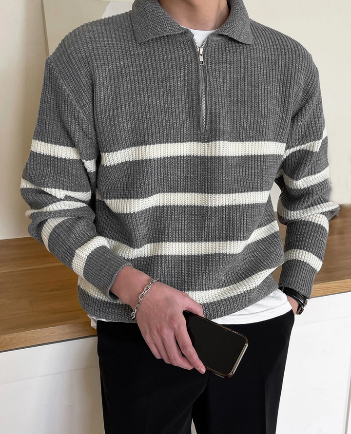 Modena Quarter Zip Sweater Grey