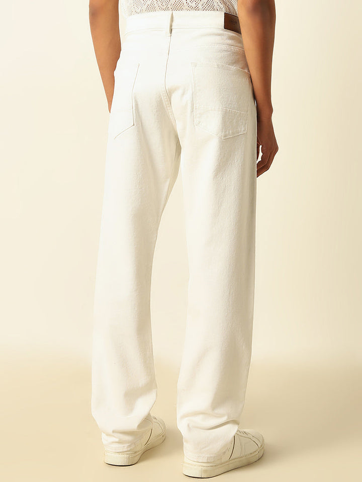 Ascot White Relaxed-Fit Mid-Rise Jeans