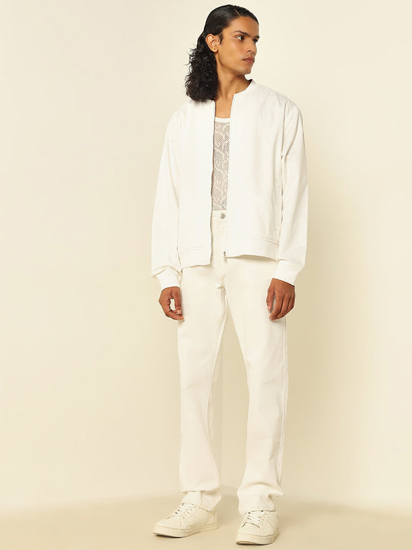 Ascot White Relaxed-Fit Mid-Rise Jeans