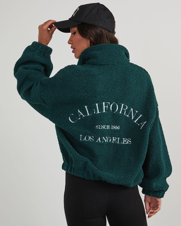California Teddy Fleece Half Zip Jacket Green