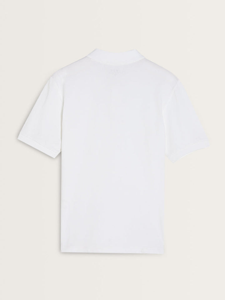 WES Casuals White Cotton Blend Slim Fit Polo T-Shirt