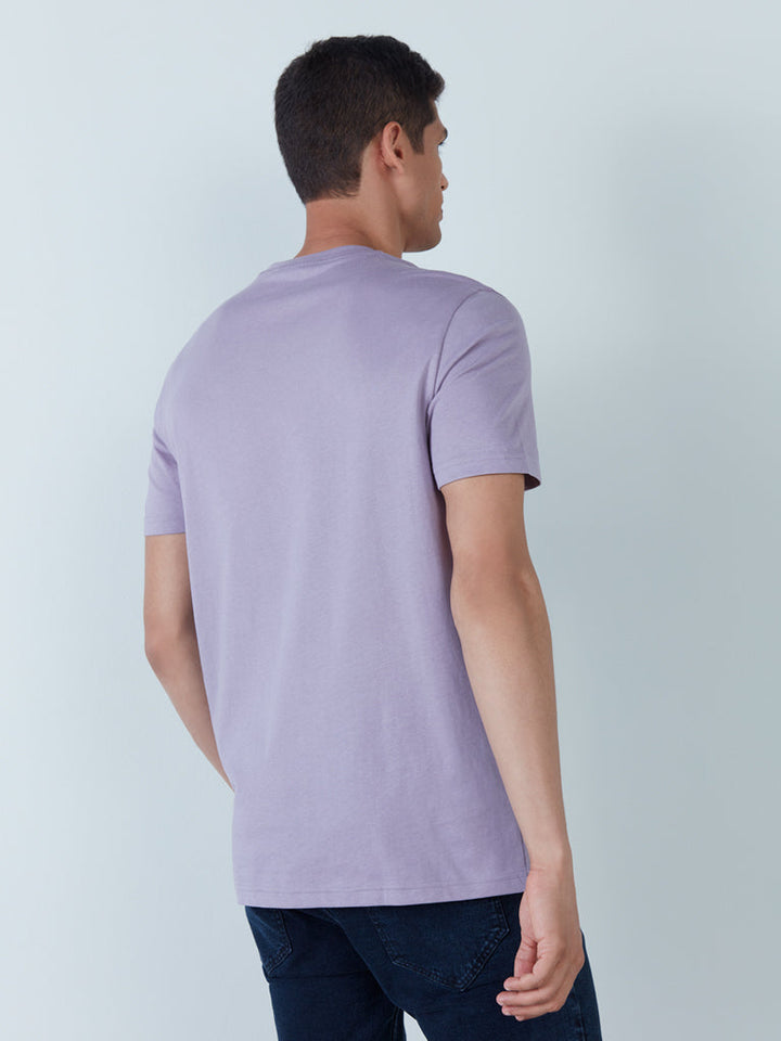 WES Casuals Lilac Eco-Save Cotton Slim-Fit T-Shirt