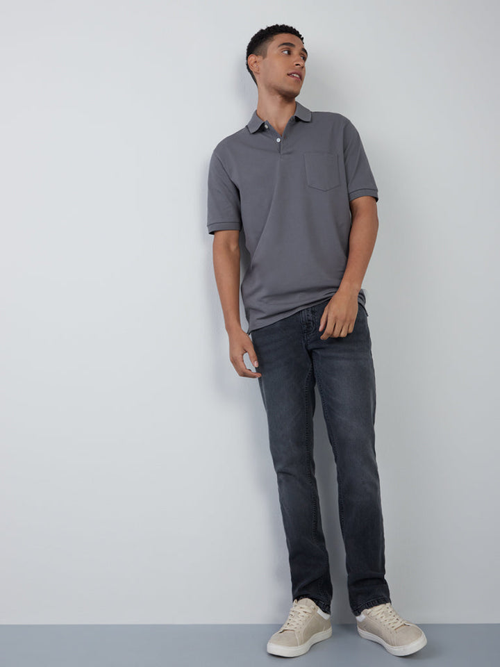 WES Casuals Grey Relaxed-Fit Jeans