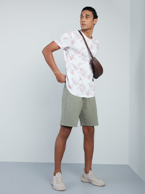 ETA White Floral Print Slim-Fit T-Shirt
