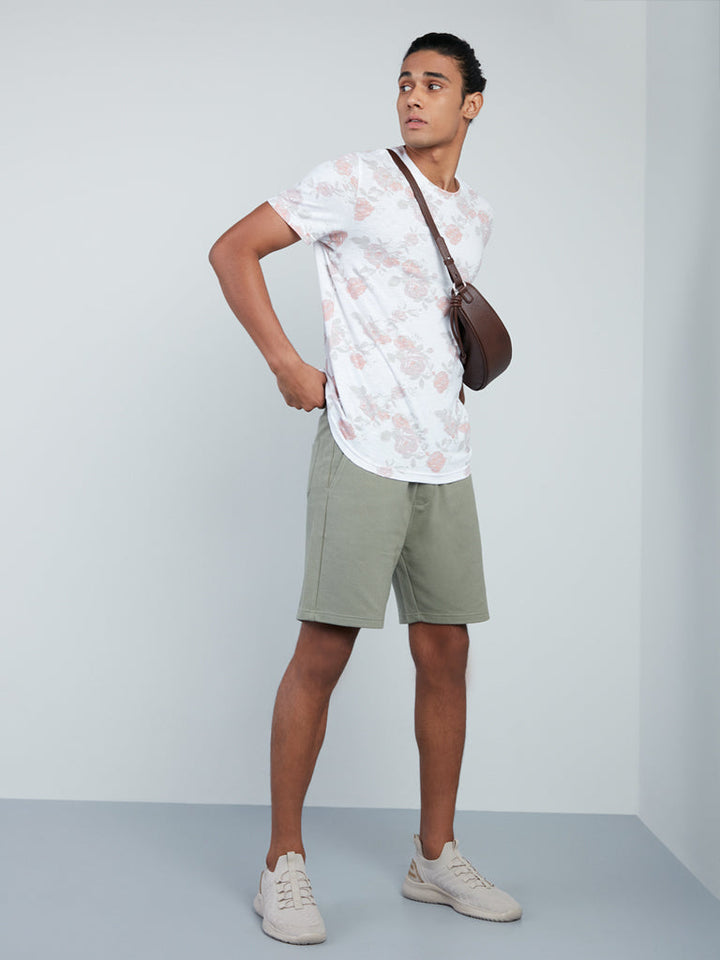 ETA White Floral Print Slim-Fit T-Shirt