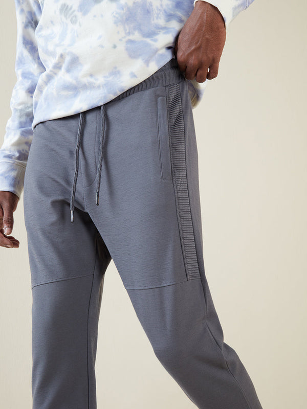 Studiofit Grey Ribbed Texture Slim-Fit Joggers