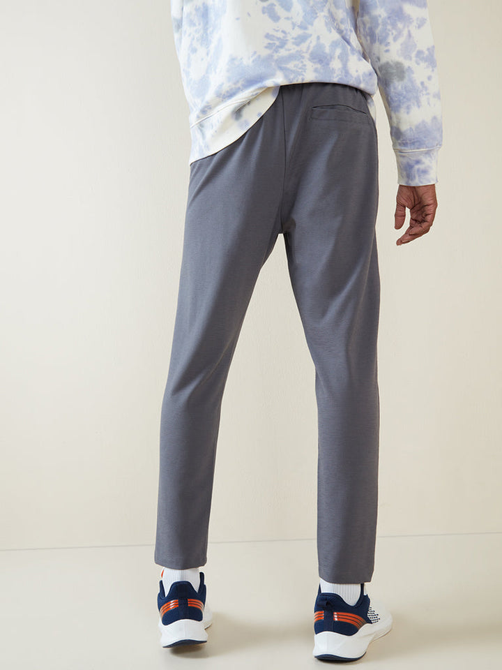 Studiofit Grey Ribbed Texture Slim-Fit Joggers