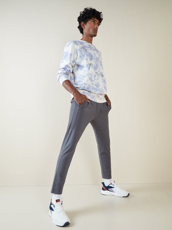 Studiofit Grey Ribbed Texture Slim-Fit Joggers