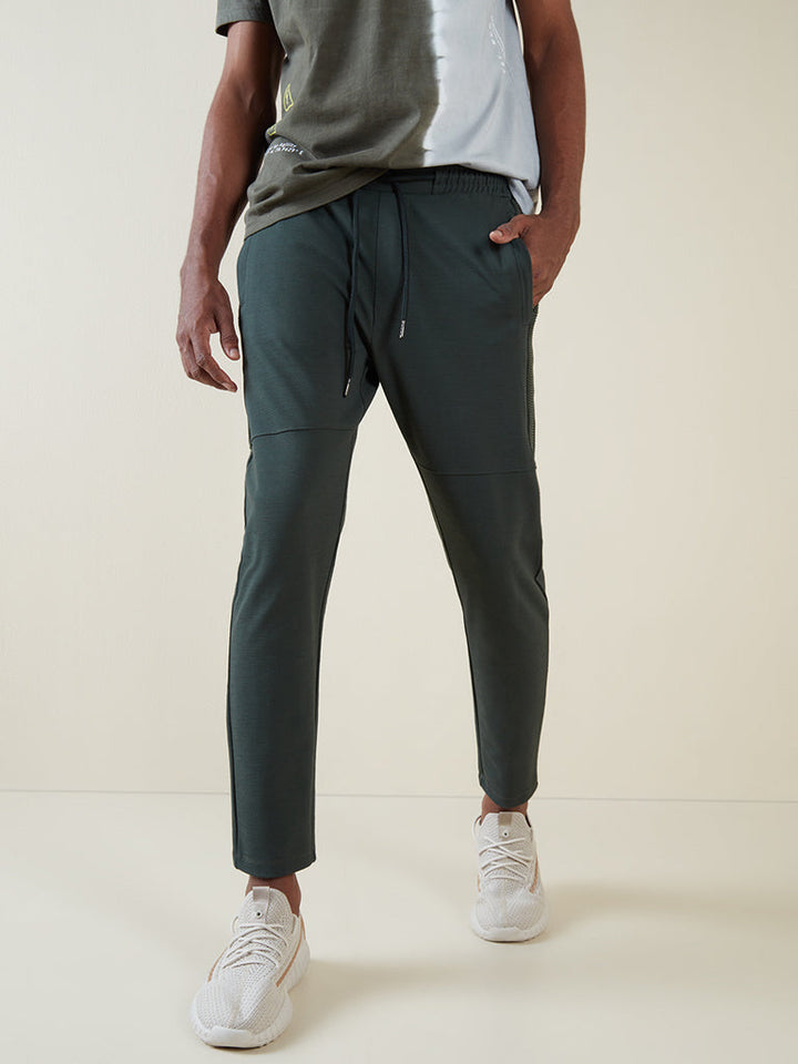 Studiofit Olive Ribbed Texture Slim-Fit Joggers