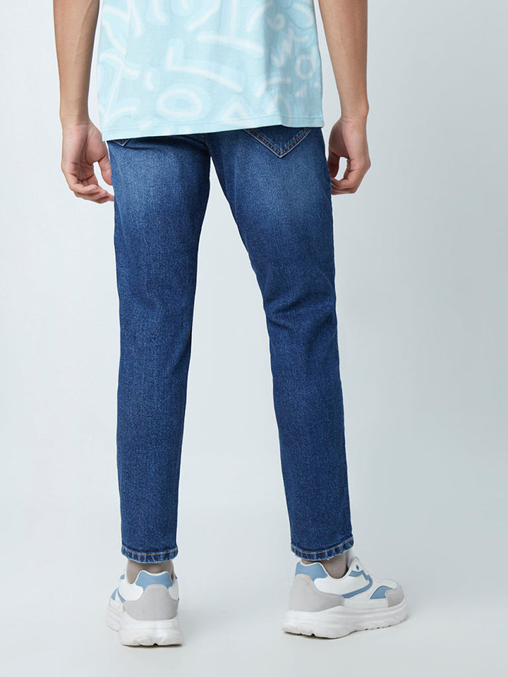 Nuon Dark Blue Straight-Fit Mid-Rise Jeans