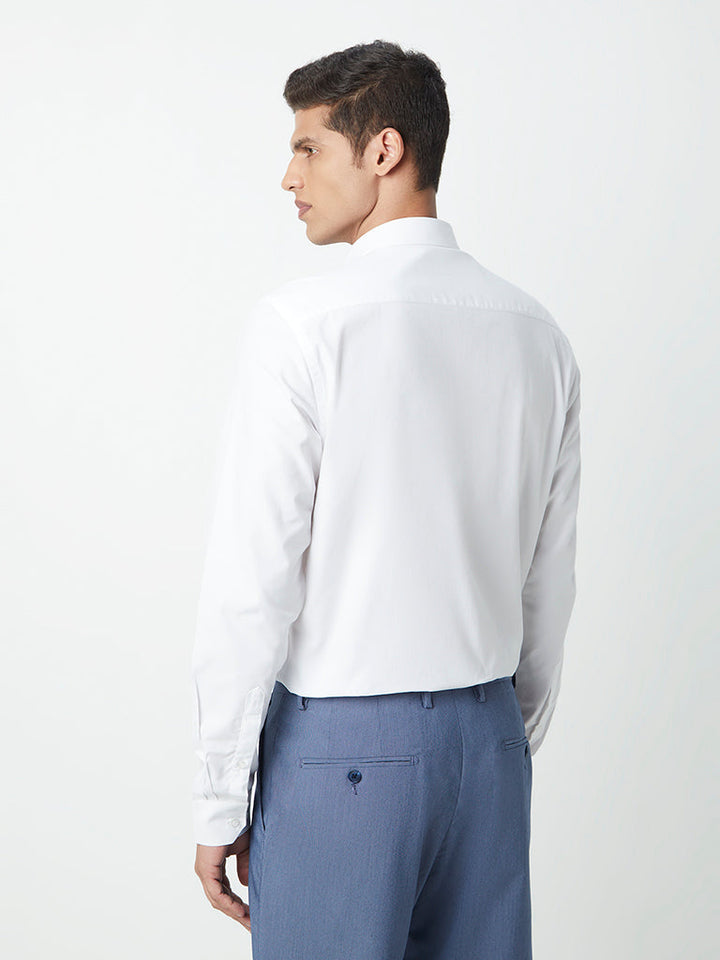WES Formals White Cotton Slim-Fit Shirt