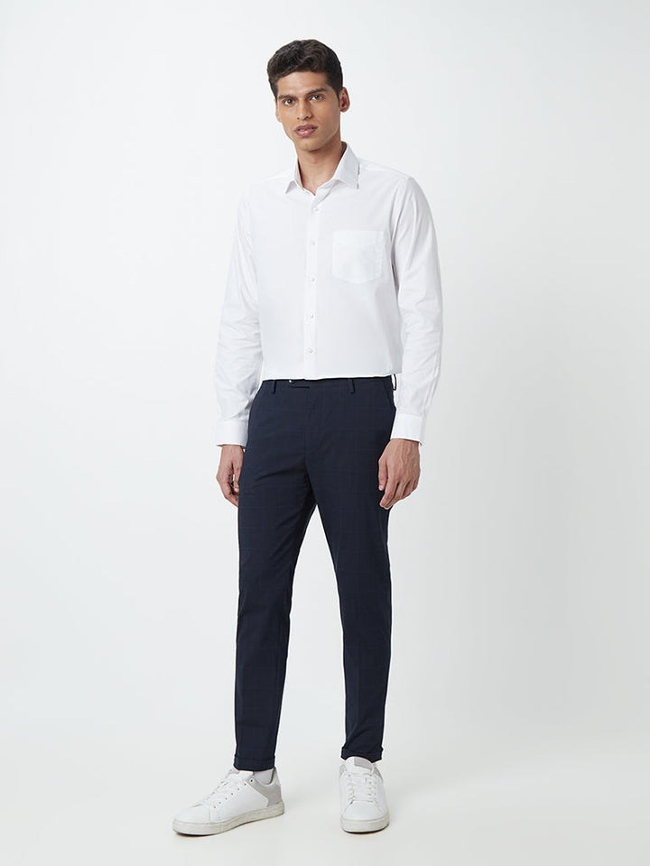 WES Formals White Cotton Slim-Fit Shirt