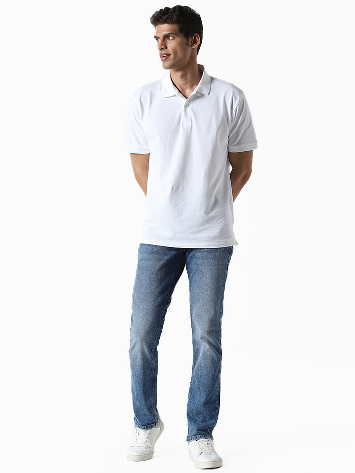 WES Casuals Blue Slim-Fit Denim Mid-Rise Jeans