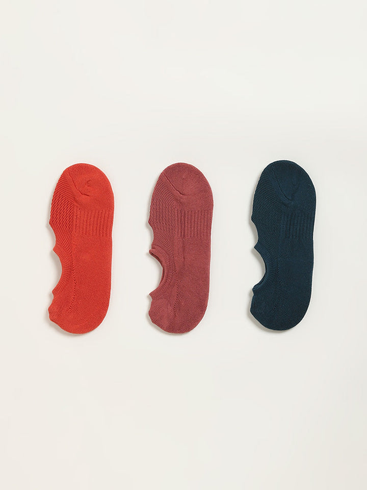 WES Lounge Multicolour Solid Cotton-Blend Socks - Pack of 3