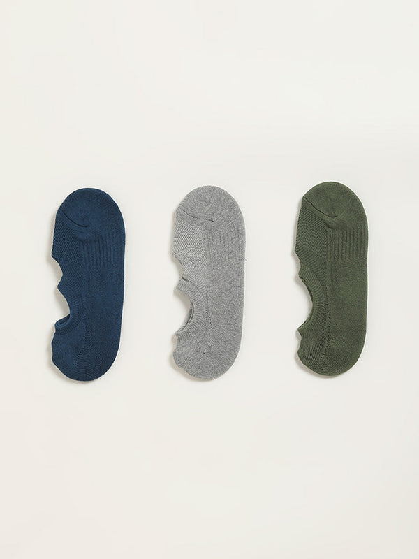 WES Lounge Multicolour Solid Cotton-Blend Socks - Pack of 3