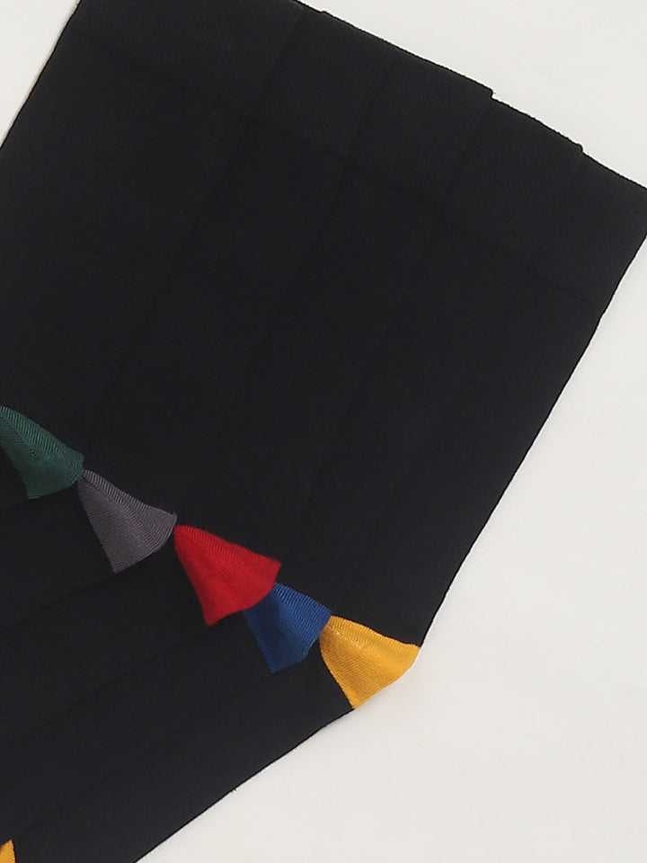 WES Lounge Colorful Accent Black Cotton-Blend Socks - Pack of 5