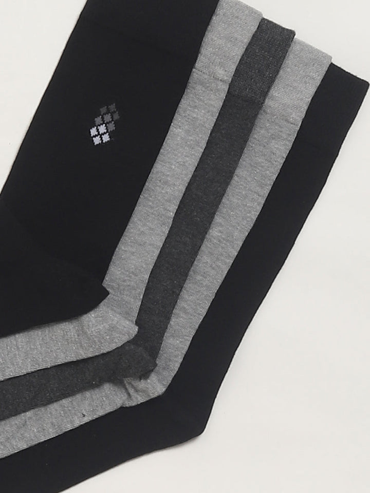 WES Lounge Grey Plain Cotton-Blend Socks - Pack of 5