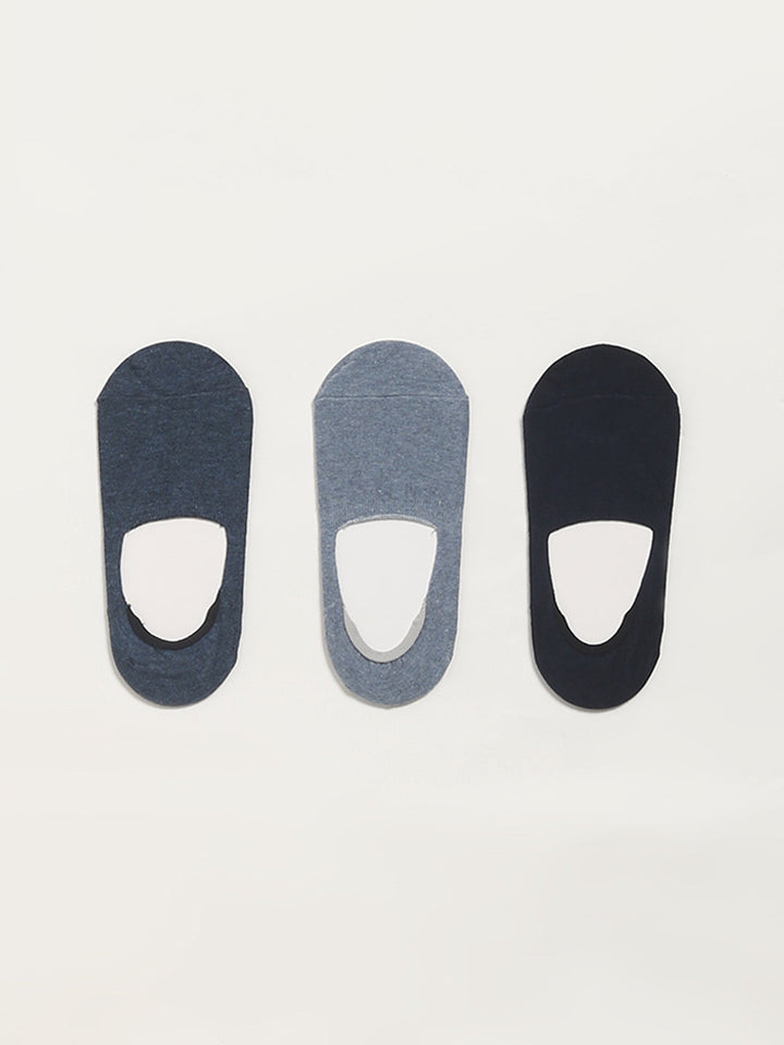 WES Lounge Plain Navy Cotton-Blend Socks - Pack of 3