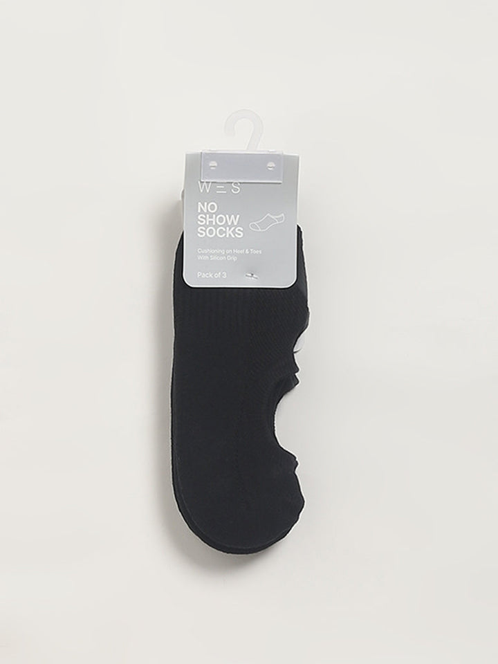 WES Lounge Black No-Show Cotton-Blend Socks - Pack of 3