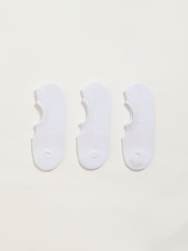 WES Lounge White No-Show Cotton-Blend Socks - Pack of 3