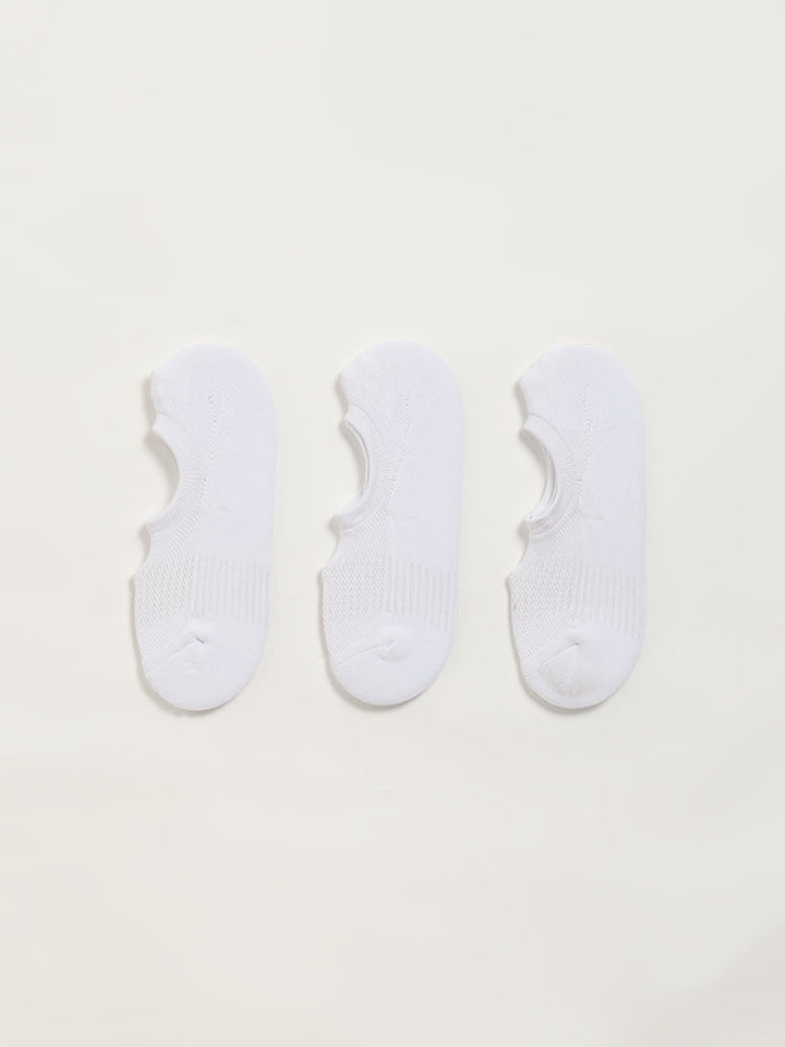 WES Lounge White No-Show Cotton-Blend Socks - Pack of 3