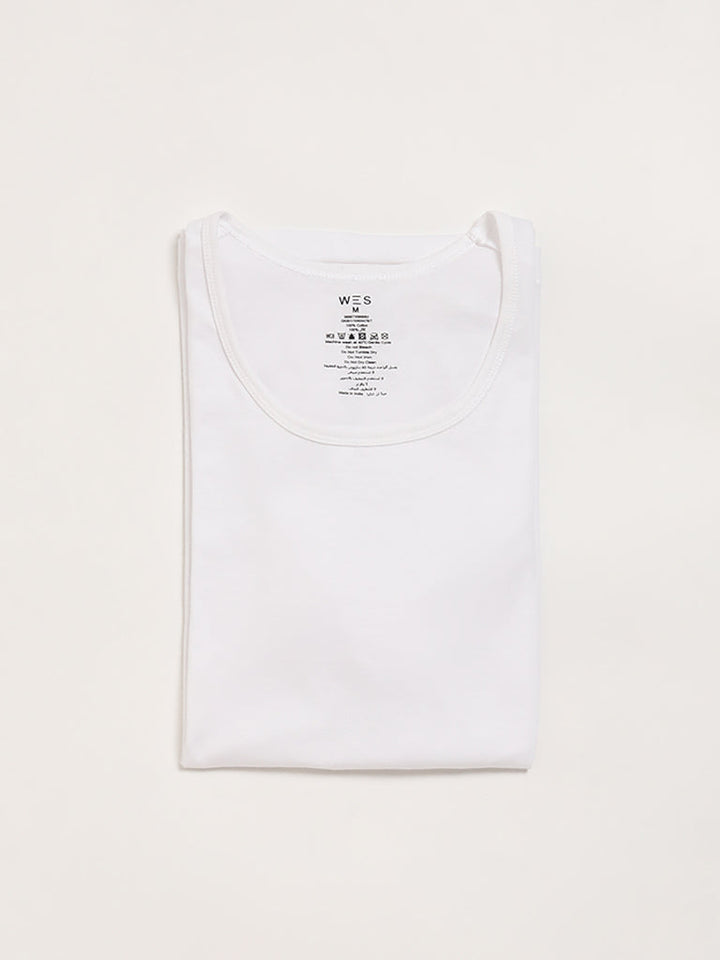 WES Lounge White Cotton Vests - Pack of 2