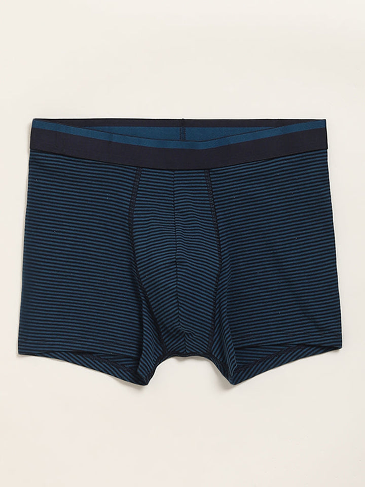 WES Lounge Teal Cotton-Blend Relaxed Fit Trunks - Pack of 3