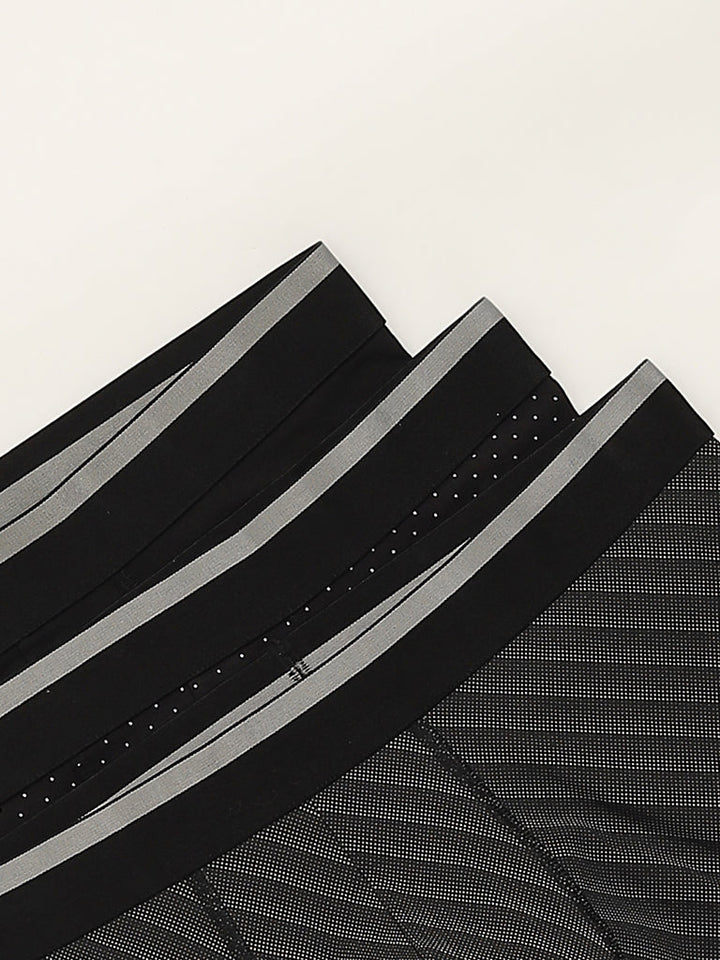 WES Lounge Black Printed Cotton-Blend Relaxed Fit Trunks - Pack of 3