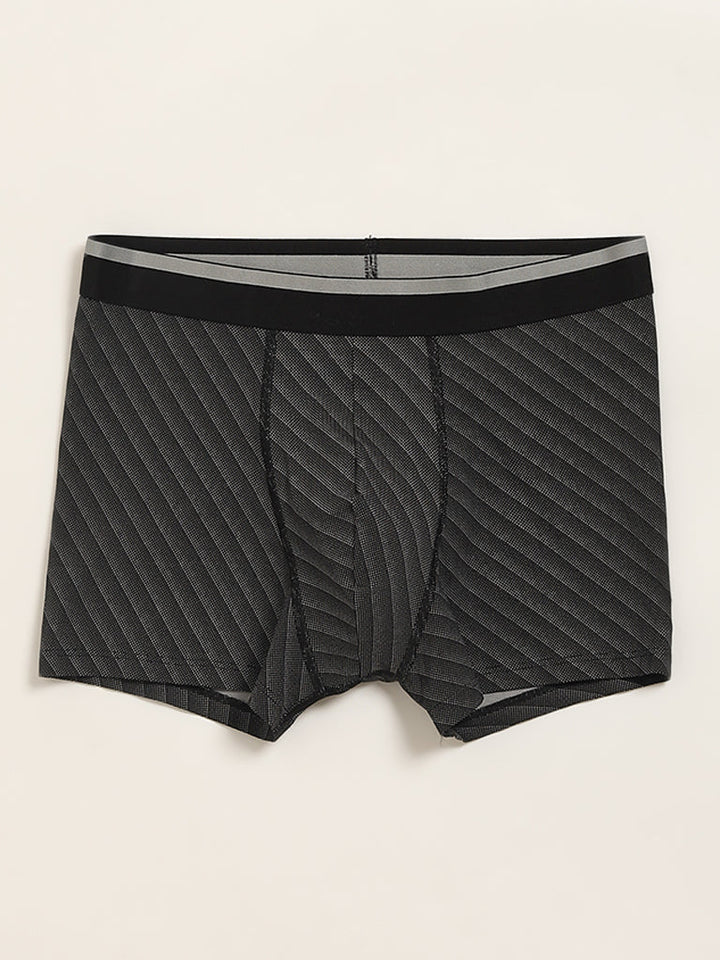WES Lounge Black Printed Cotton-Blend Relaxed Fit Trunks - Pack of 3