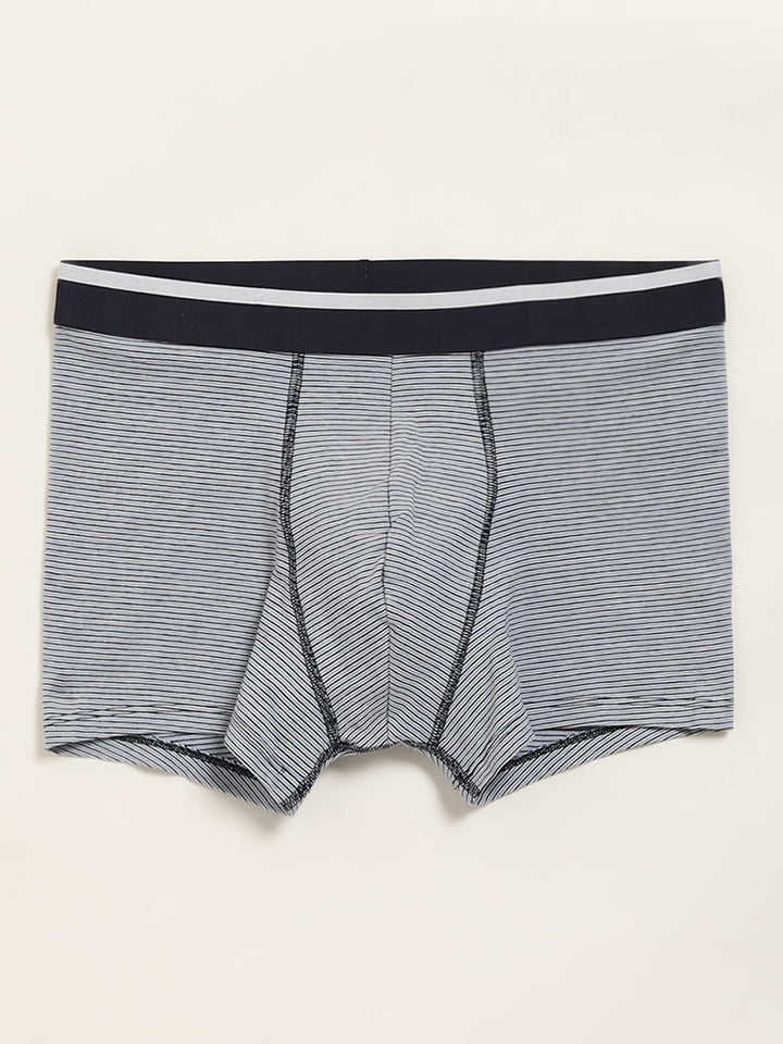 WES Lounge Light Blue Cotton-Blend Relaxed Fit Trunks - Pack of 3