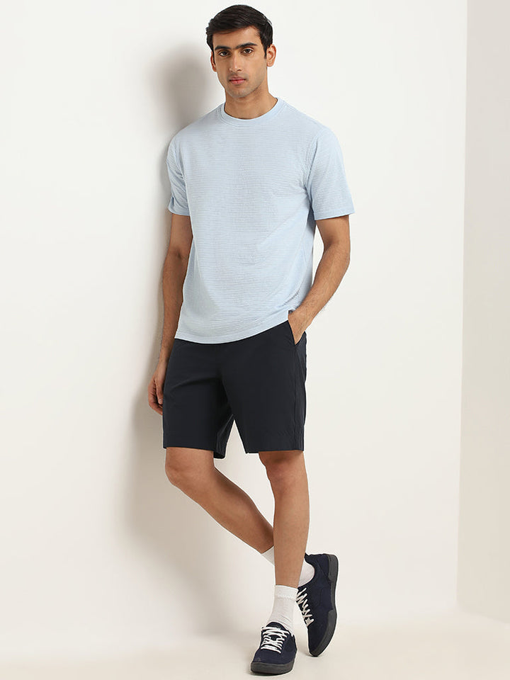 WES Lounge Blue Relaxed Fit Knit Cotton-Blend T-Shirt