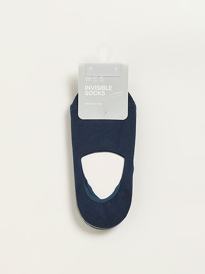 WES Lounge Multicolour Solid Cotton-Blend Invisible Socks - Pack of 3