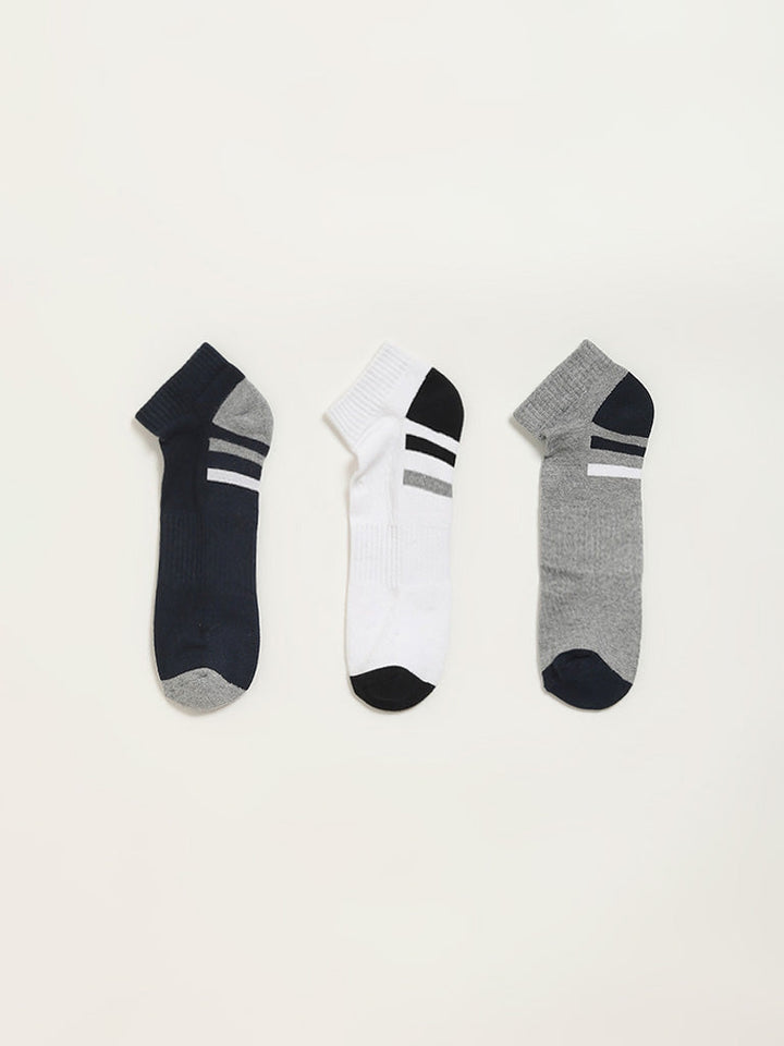 WES Lounge Multicolour Printed Cotton-Blend Trainer Socks - Pack of 3