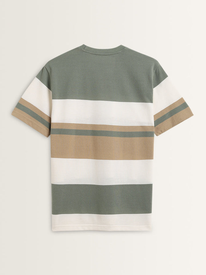 WES Lounge Sage Colour-Blocked Relaxed-Fit Cotton-Blend T-Shirt