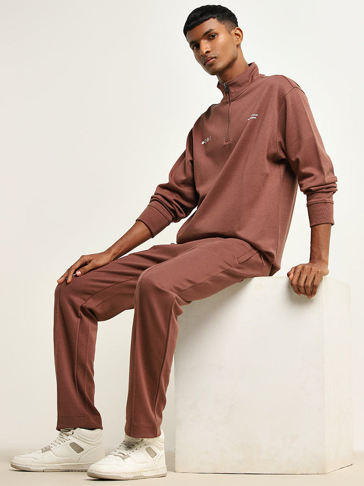Studiofit Rust Relaxed-Fit Cotton-Blend Track Pants