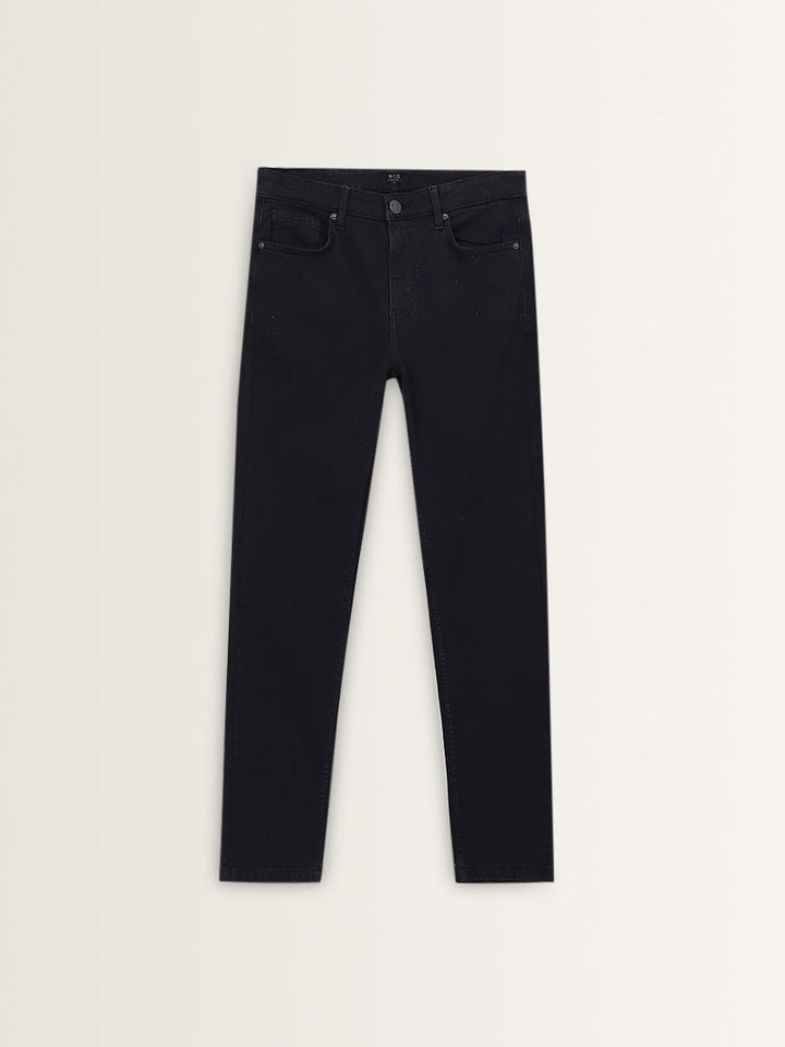 WES Casuals Charcoal Slim-Fit Mid-Rise Jeans