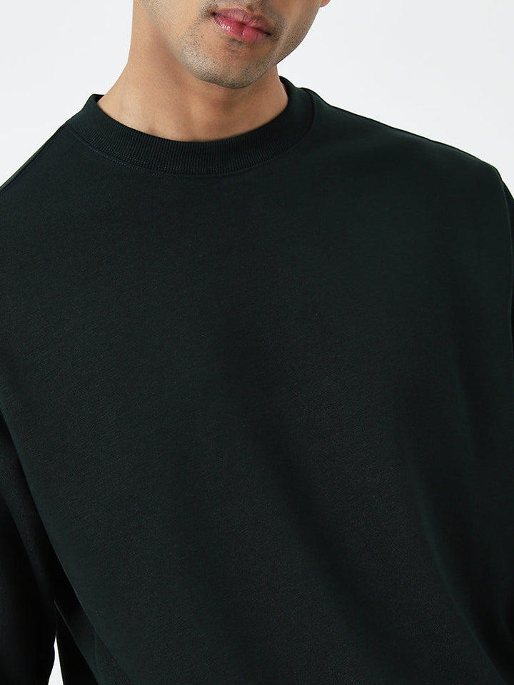 WES Casuals Dark Green Relaxed-Fit Cotton-Blend Sweatshirt