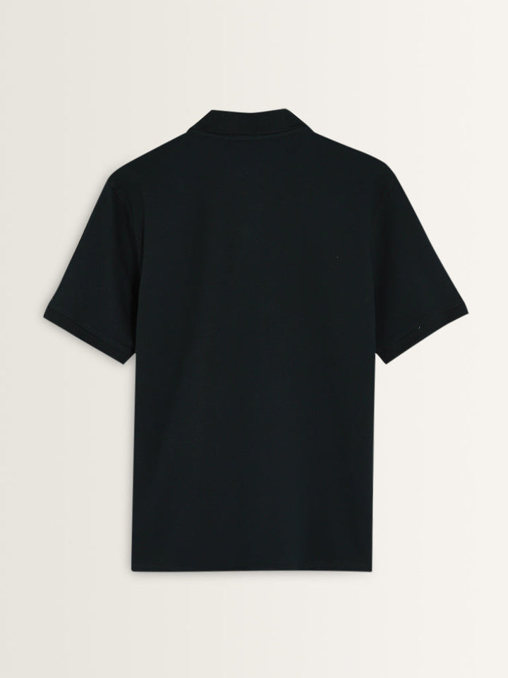 WES Casuals Dark Green Slim-Fit Cotton Blend Polo T-Shirt