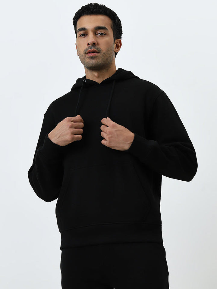 WES Casuals Black Relaxed-Fit Cotton-Blend Sweatshirt