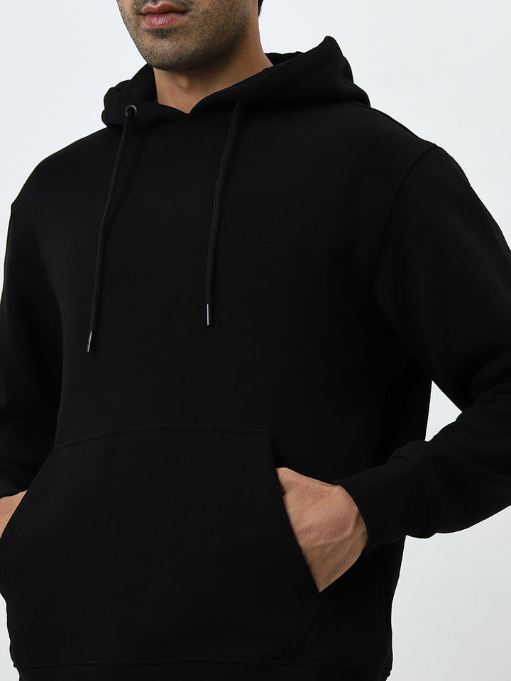 WES Casuals Black Relaxed-Fit Cotton-Blend Sweatshirt