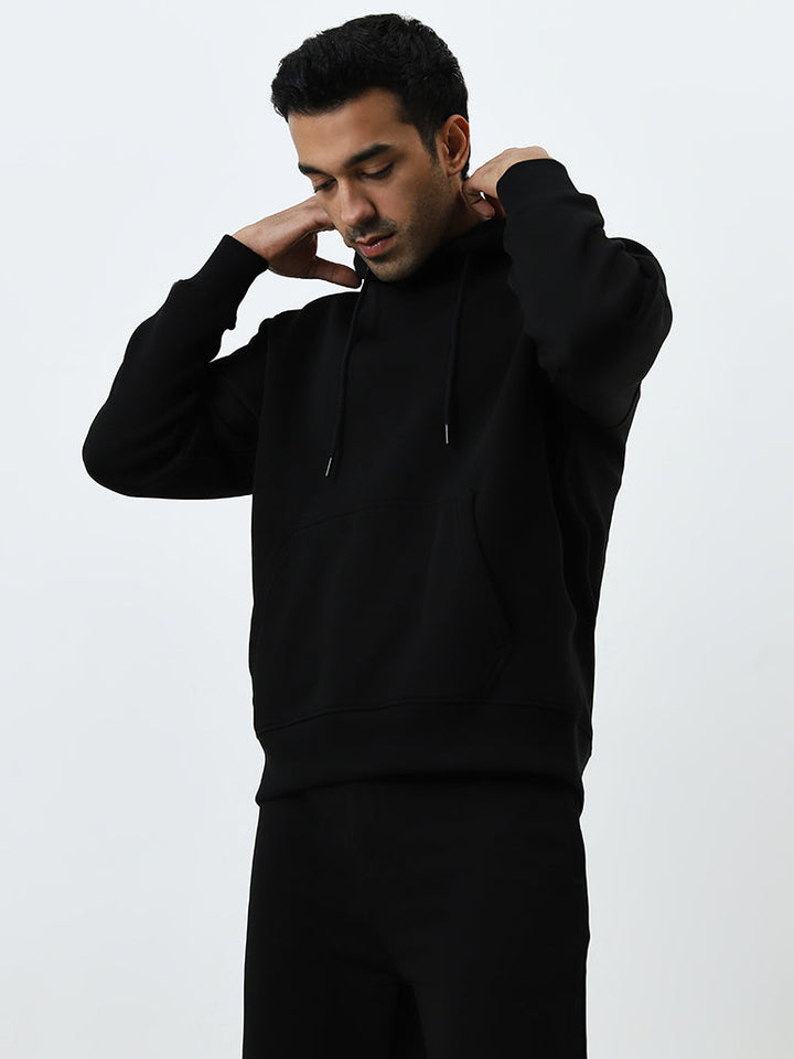 WES Casuals Black Relaxed-Fit Cotton-Blend Sweatshirt