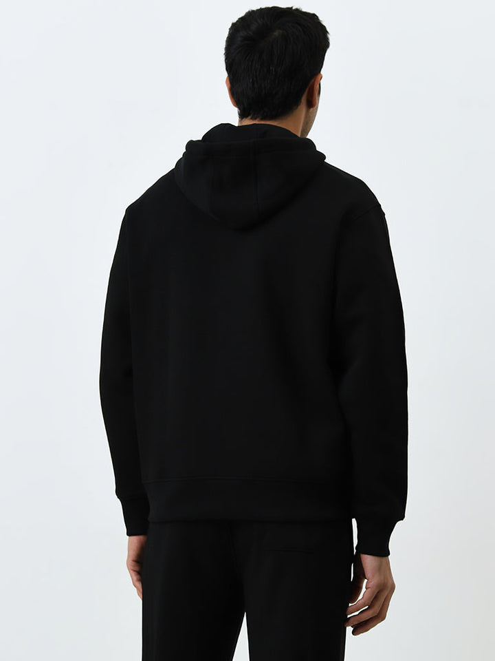 WES Casuals Black Relaxed-Fit Cotton-Blend Sweatshirt
