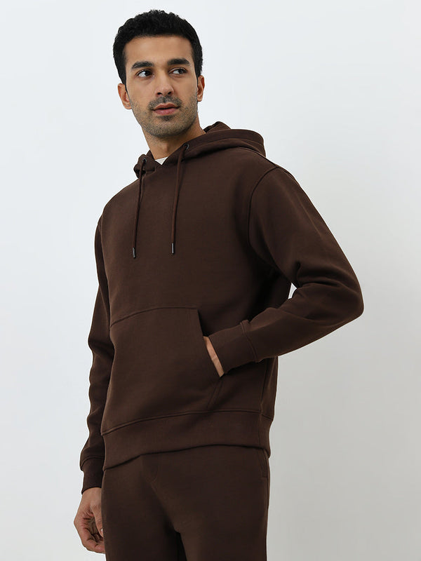 WES Casuals Brown Relaxed-Fit Cotton-Blend Sweatshirt